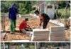 Kebersamaan Babinsa Koramil 14/Batang Batang Kerja Bakti Bantu Bangun Rumah Warga