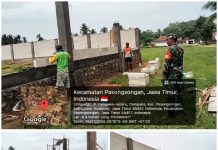 Babinsa Pasongsongan Pantau Kekuatan Tiang dan Kerapian Bata Ringan Koperasi Merah Putih