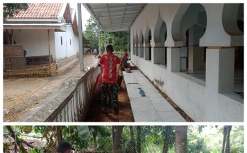 Satgas TMMD Siapkan Dasar Keramik Masjid Mandala