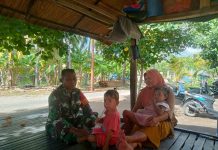 Babinsa Serka Pahlawan Sambangi Anak Stunting di Kepulauan Sapeken