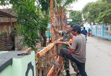 Babinsa Sapeken Serka Hariyanto Bantu Warga Bangun Pagar Rumah di Desa Pagerungan Kecil