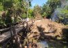 Gotong Royong Awali Pembangunan Jembatan Belimbing, Koramil Manding Bersihkan Lokasi KBSB