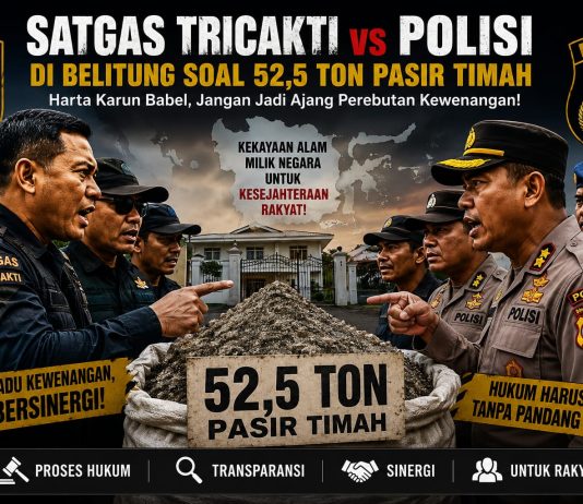 Satgas Tricakti vs Polisi di Belitung: Ketika Negara Beradu Otoritas di Atas 52,5 Ton Pasir Timah
