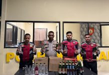Patroli Sat Samapta Polresta Sumenep Amankan Puluhan Botol Minuman Keras Ilegal