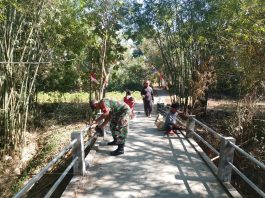Bakti TNI AD Babinsa Koramil Rubaru Dampingi Pembangunan Jembatan Armco Tahap VI di Desa Matanair